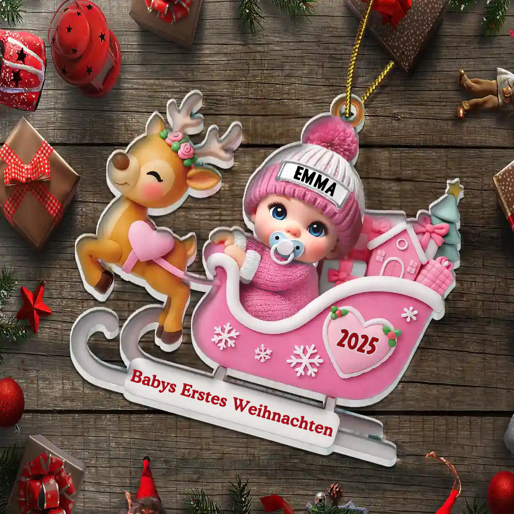 Babys Erstes Weihnachten - Personalisierter Christbaumschmuck mit Name und Jahr
