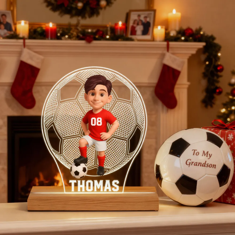 Fußballkind -  Personalisiertes LED-Nachtlicht mit Figur und Name Geschenk für Tochter und Sohn