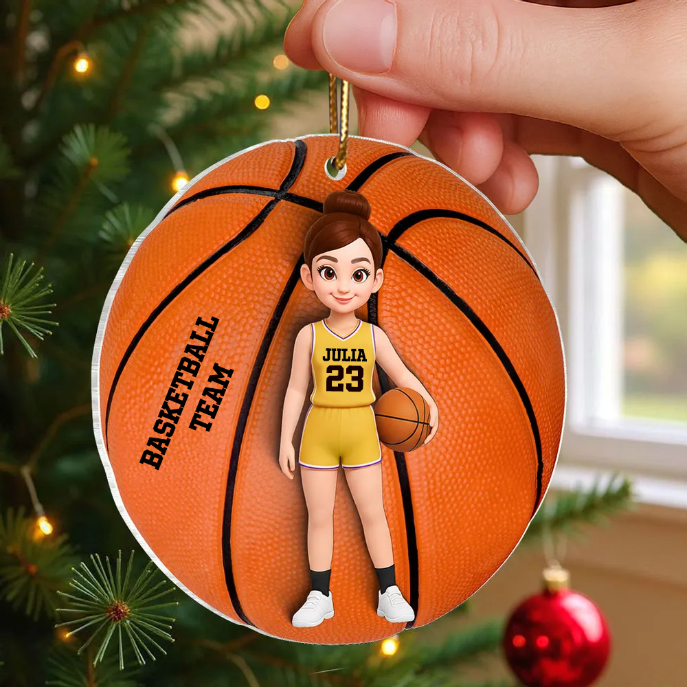 Personalisierter Acrylanhänger mit Basketballkind Geschenk für Junge und Mädchen