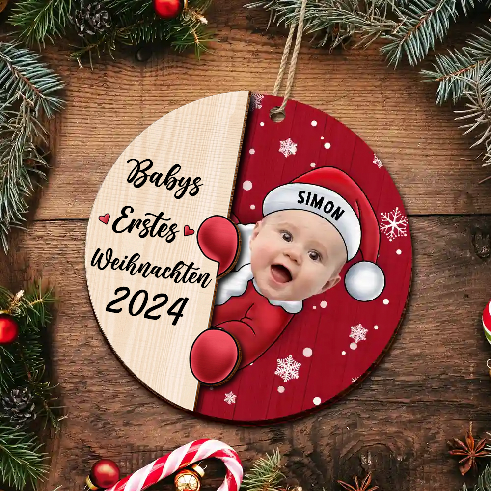 Babys Erstes Weihnachten-Foto Holz-Weihnachtsanhänger