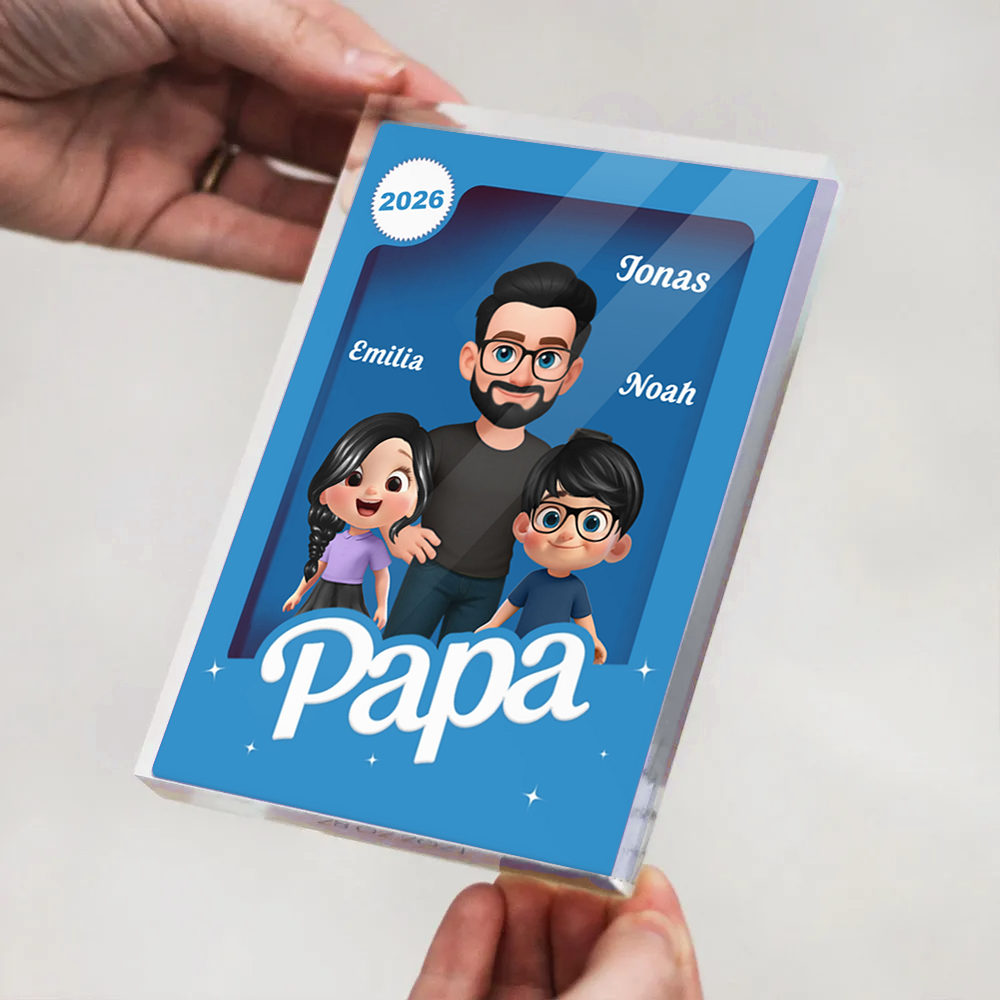 Personalisierter Acrylbock mit Papa und Kinder Geschenk für Vater und Opa