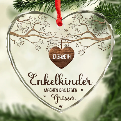 Stammbaum mit Namen und Text Personalisierter Glasanhänger Christbaumschmuck