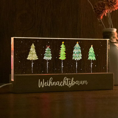 Personalisiertes LED-Nachtlicht mit Tannenbäumen und Namen Weihnachtsgeschenk für Familie