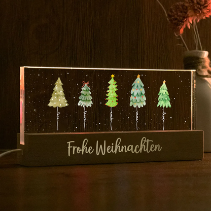 Personalisiertes LED-Nachtlicht mit Tannenbäumen und Namen Weihnachtsgeschenk für Familie