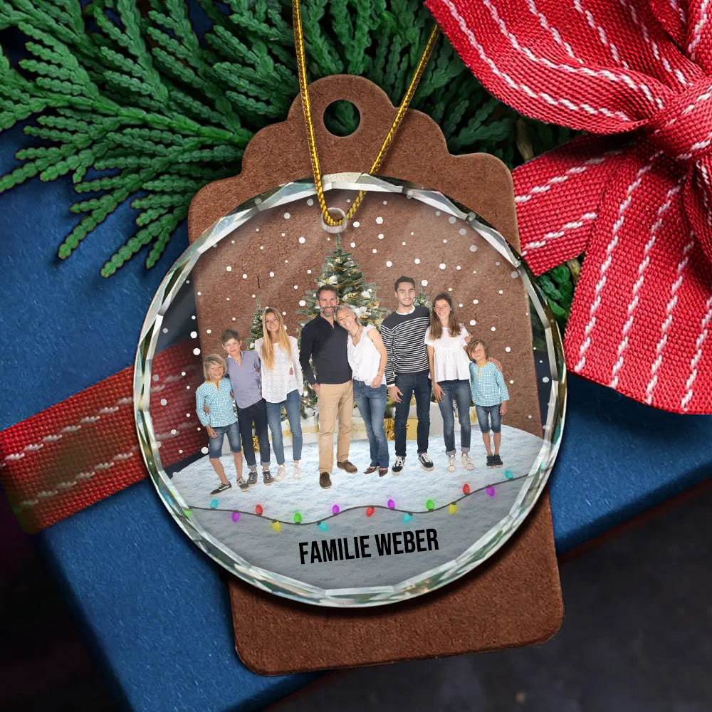 Personalisierter Glas-Weihnachtsanhänger mit Foto