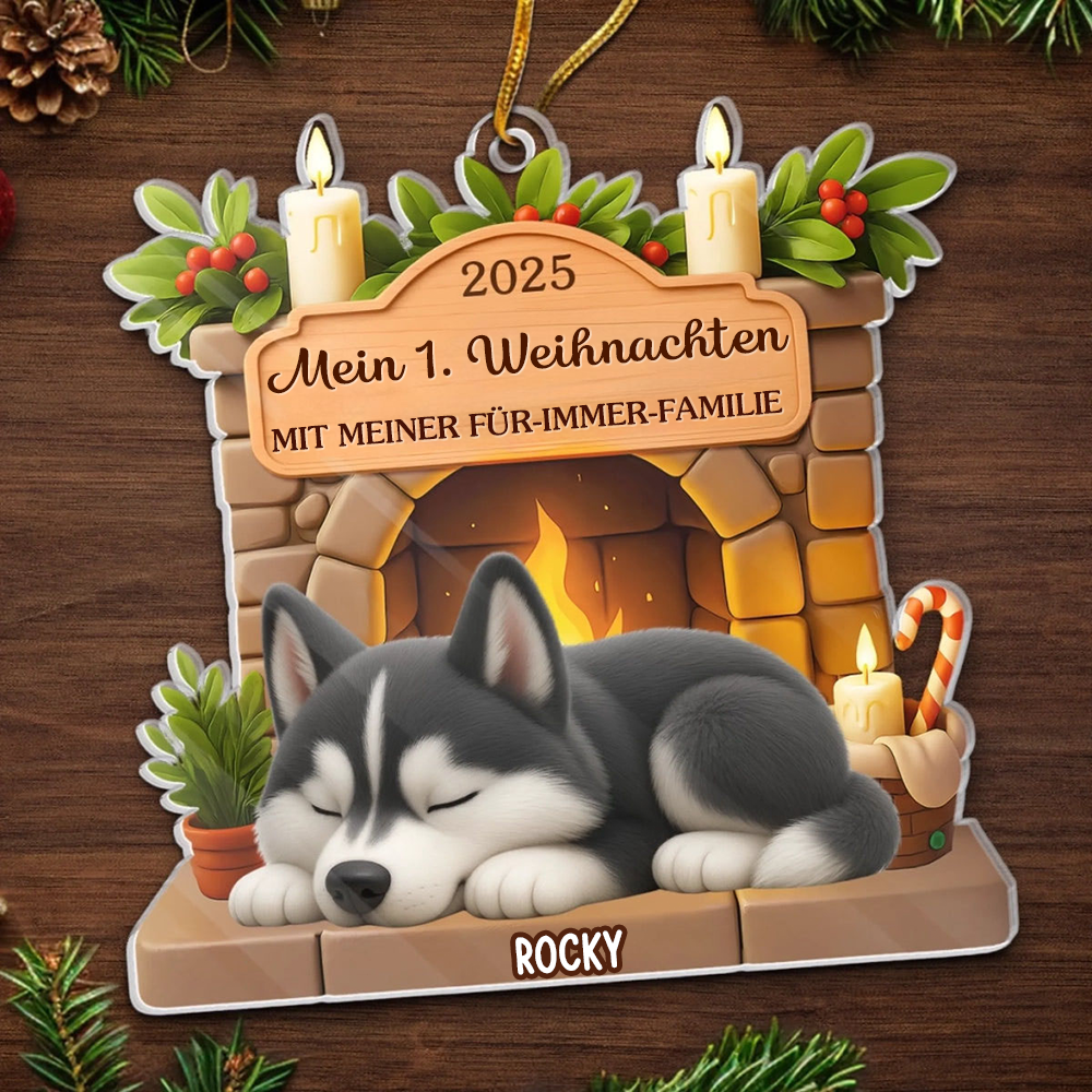 Mein Erstes Weihnachten-Personalisierter Acrylanhänger mit Hund Christbaumschmuck für Hunde