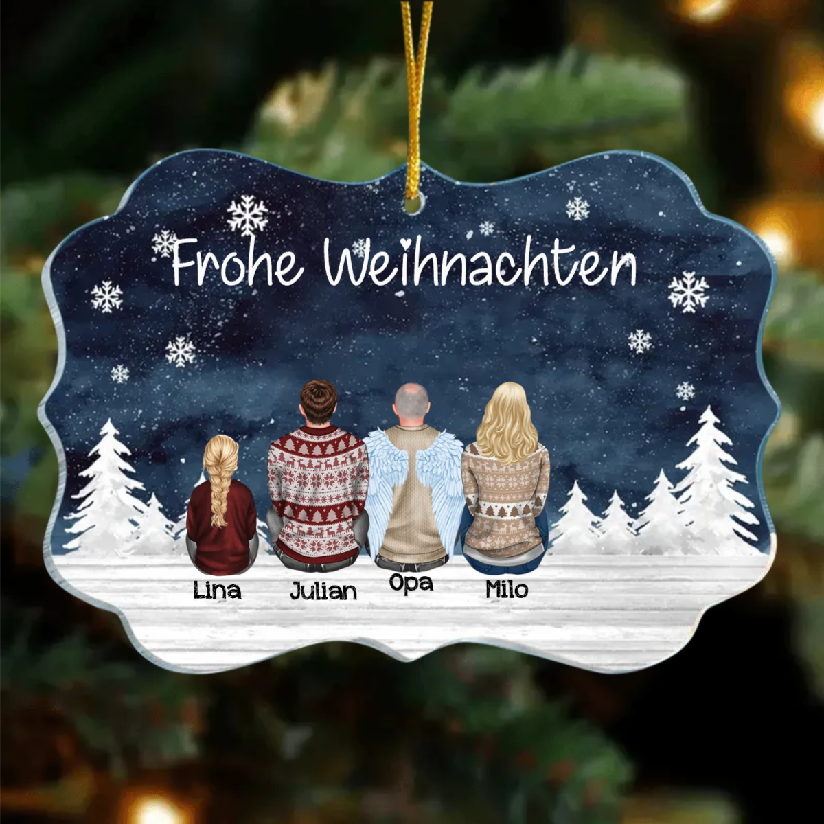 Schneedecke Familie Weihnachtsschmuck Personalisierte Acryl Anhänger