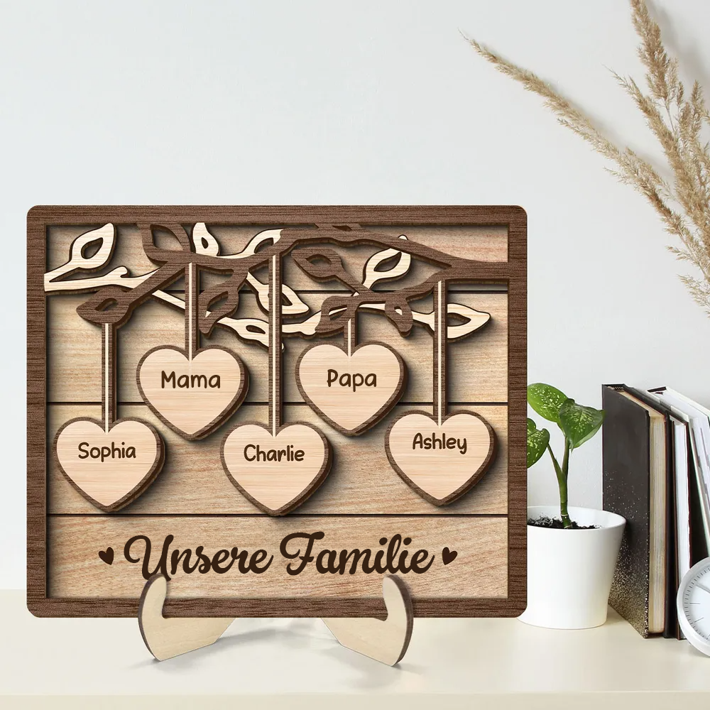 Familienbaum-Personalisierte Holztafel mit 2-13 Namen Geschenk für Familie