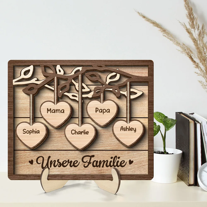 Familienbaum-Personalisierte Holztafel mit 2-13 Namen Geschenk für Familie