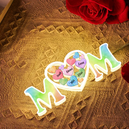 Personalisierte MOM-Lichtbox mit Namen Geschenk für Mama