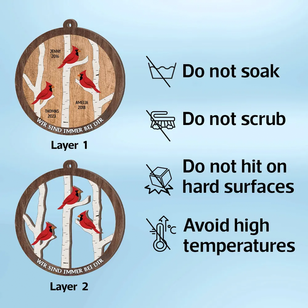 Kardinäle im Baum-Personalisierter Weihnachtsanhänger zur Trauer