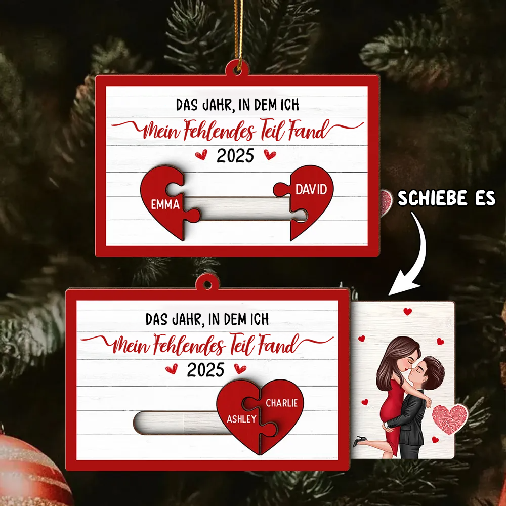 “Mein fehlendes Teil"-Personalisierter Schiebepuzzle-Anhänger mit Paar-Motiv