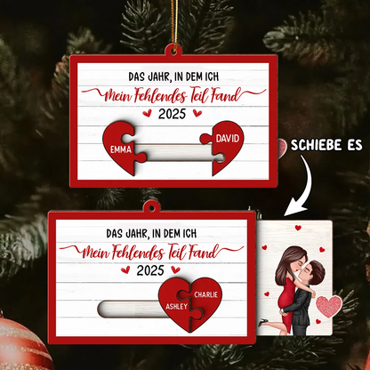 “Mein fehlendes Teil"-Personalisierter Schiebepuzzle-Anhänger mit Paar-Motiv