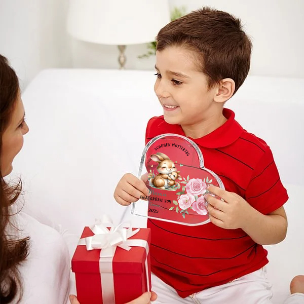 Tiermotiv-Personalisiertes Acrylherz Geschenk zum Muttertag