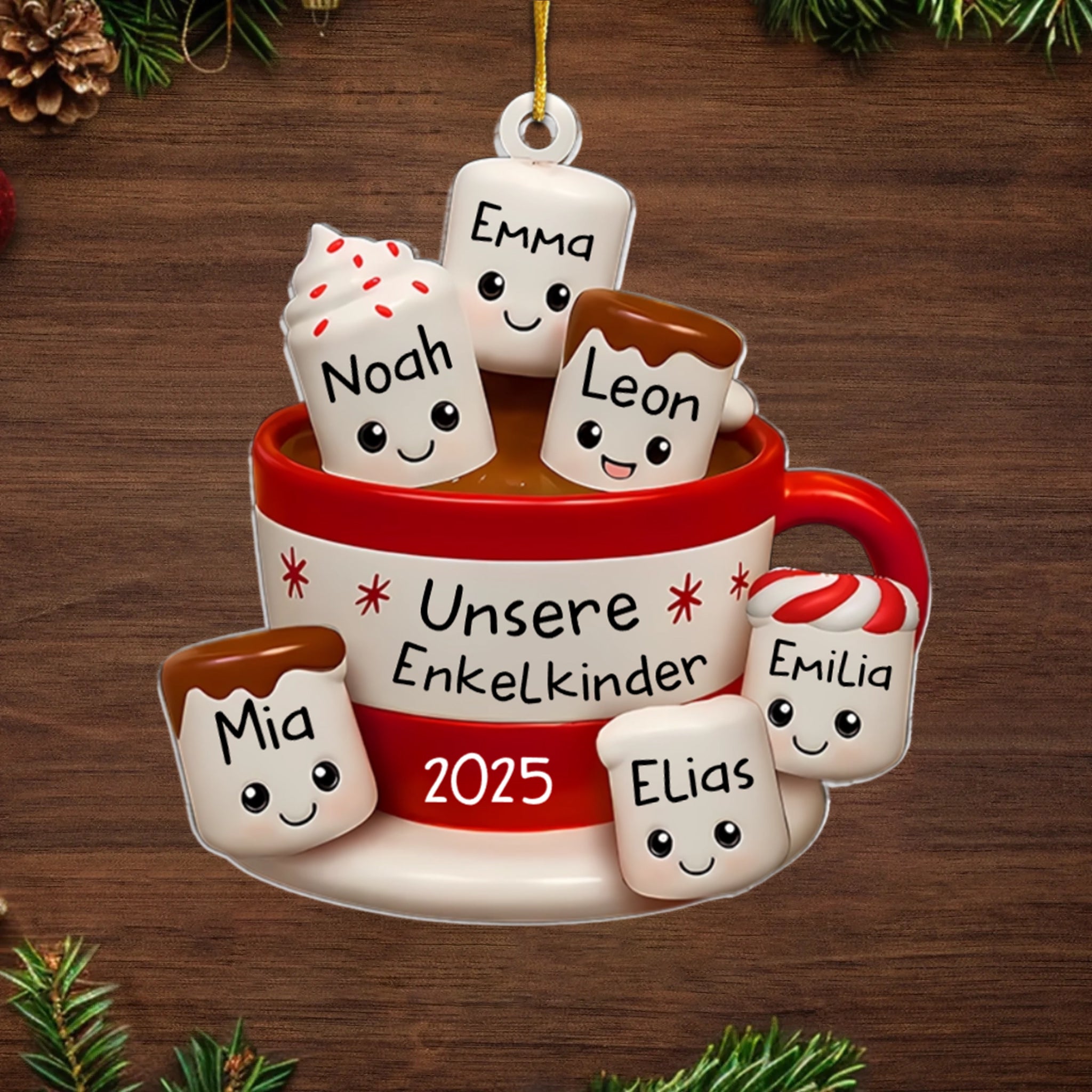 Individuelles Acryl-Ornament – Personalisierte Weihnachtsgeschenke für Opa und Oma – Unsere kleinen Marshmallows