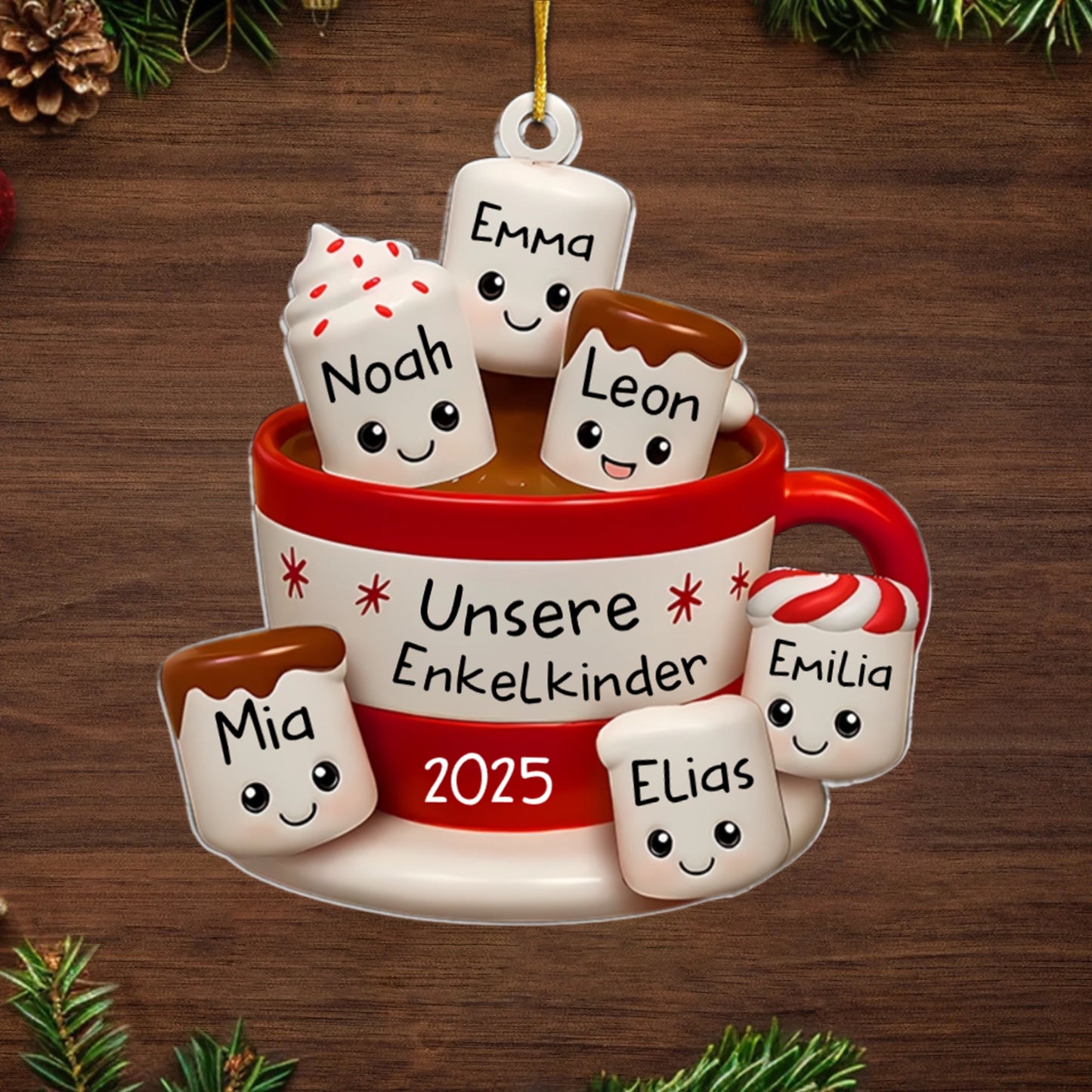 Individuelles Acryl-Ornament – Personalisierte Weihnachtsgeschenke für Opa und Oma – Unsere kleinen Marshmallows