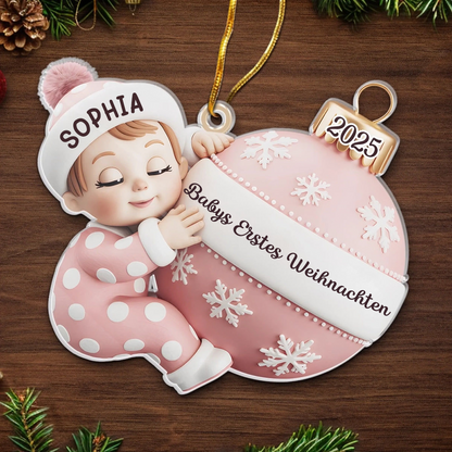"Babys Erstes Weihnachten" Acryl-Anhänger mit Name Personalisierter Weihnachtschmuck
