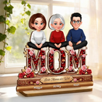 Personalisierter Holzaufsteller mit Mama und Kinder Geschenk für Oma und Mama