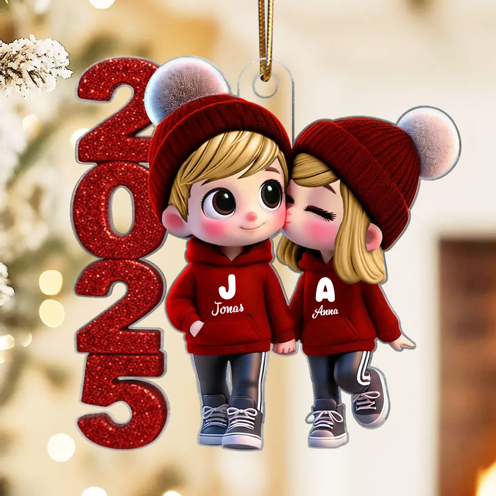 2025 Süßes Paar-Personalisierter Acrylanhänger mit 2 Personen Geschenk für Paar, LGBT Paar