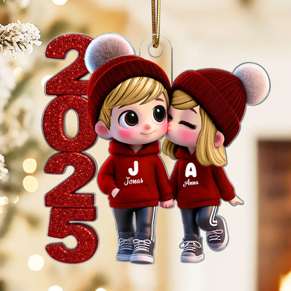 2025 Süßes Paar-Personalisierter Acrylanhänger mit 2 Personen Geschenk für Paar, LGBT Paar