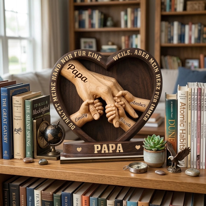 Personalisierter Holzaufsteller mit Händen Geschenk für Papa