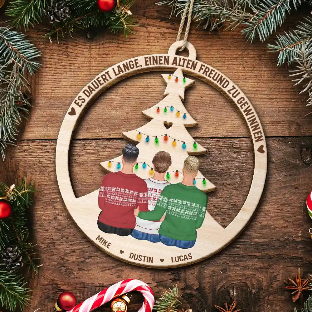 Personalsierter Holzanhänger mit 2-6 Personen Christbaumschmuck Geschenk für Freunde
