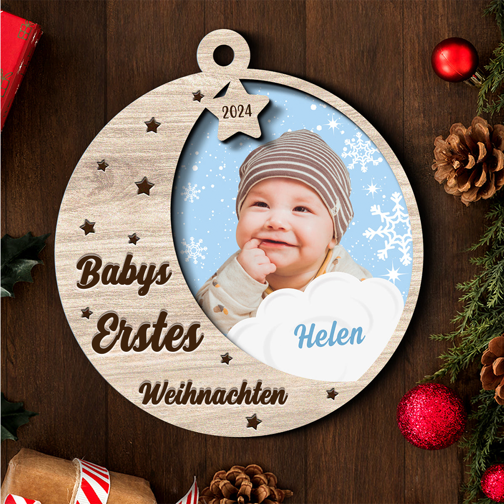 Weihnachtsschmuck aus Holz-Baby Weihnachtsanhänger mit Foto