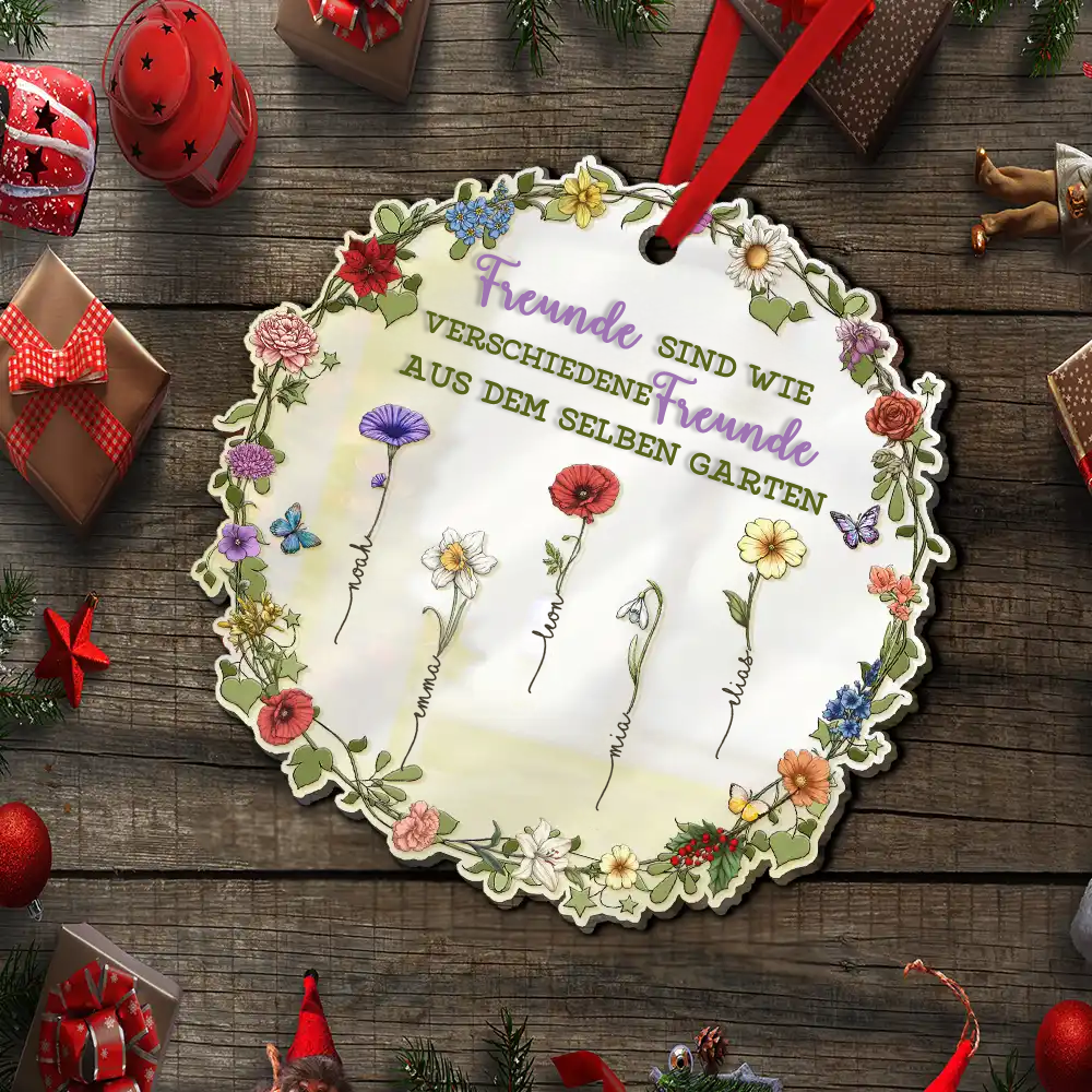 Personalisierter Acrylanhänger mit Geburtsblumen Christbaumschmuck für beste Freundin und Schwester
