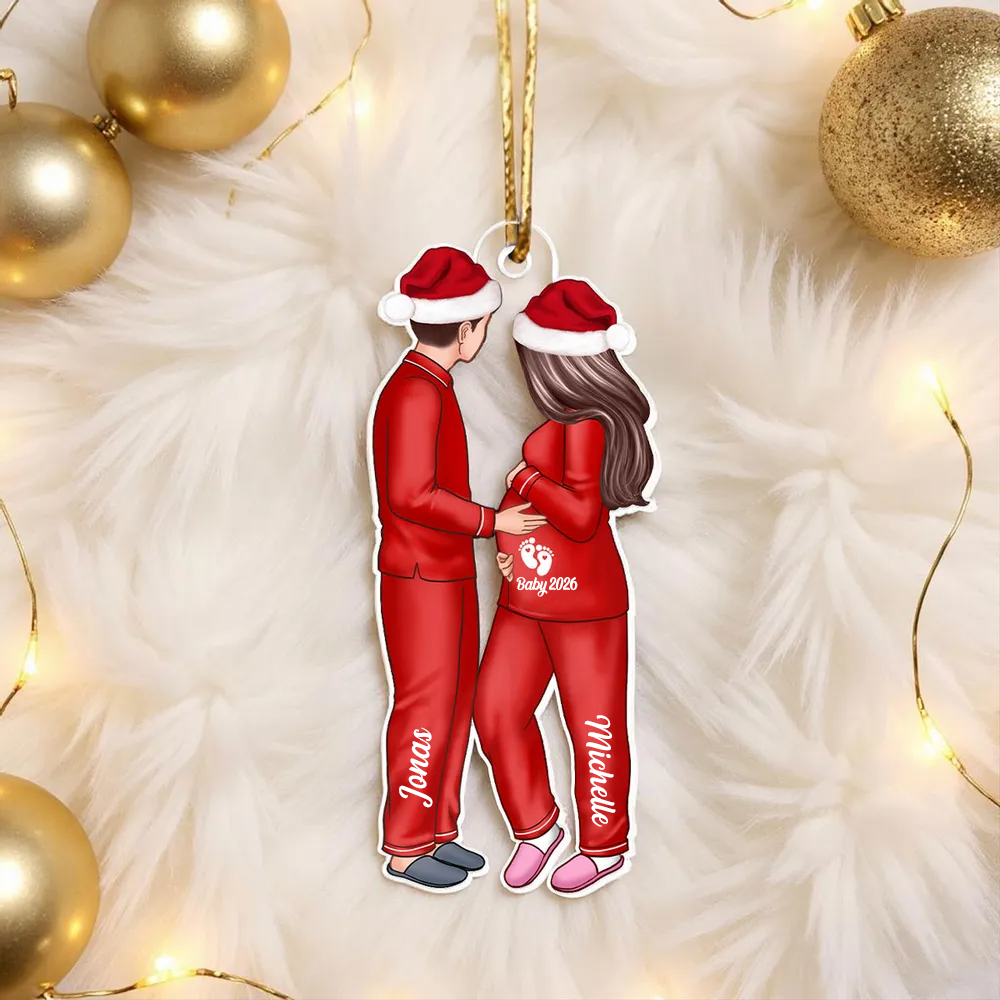 Personalisierter Acrylanhänger mit erwarteten Eltern  für das Baby unterwegs