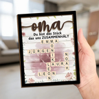 Personalisierte Holzplakette mit Kreuzworträtsel