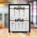 Zuerst Mama Jetzt Oma Holzplakette mit Geburtsblumen