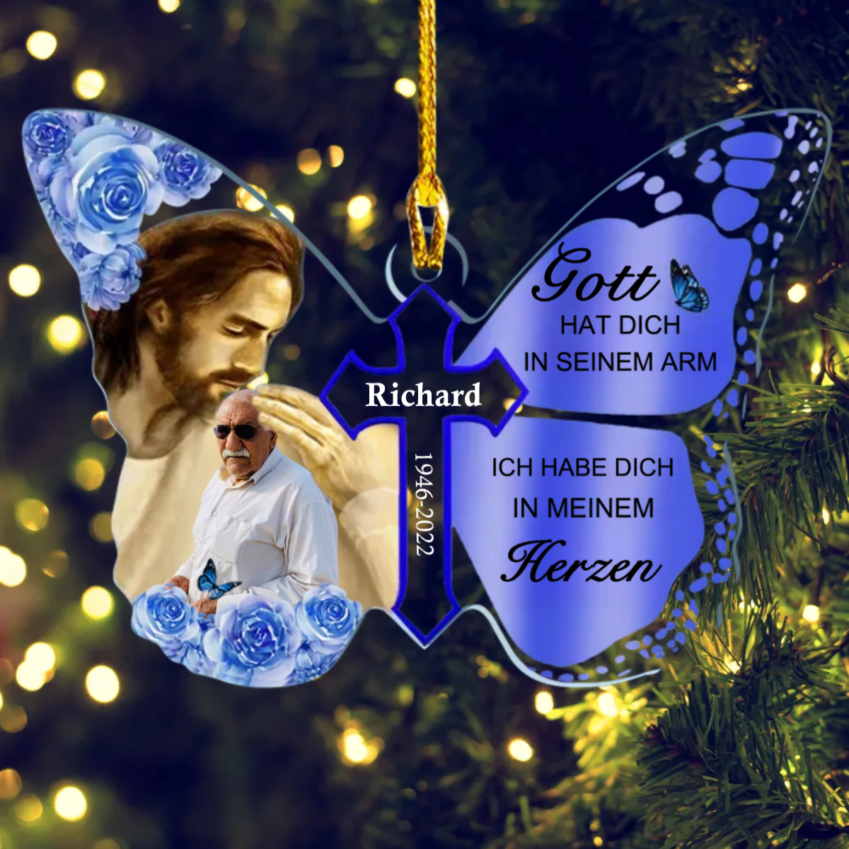 Schmetterling Foto Weihnachtsschmuck Acrylschmuck Gedenkgeschenk Trauer