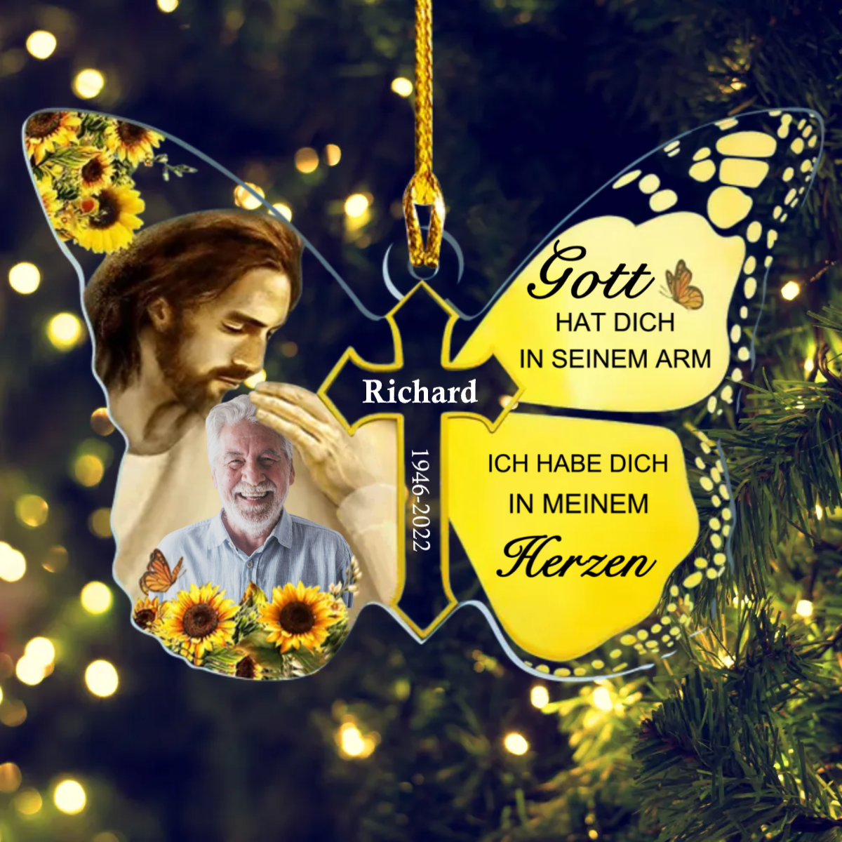 Schmetterling Foto Weihnachtsschmuck Acrylschmuck Gedenkgeschenk Trauer