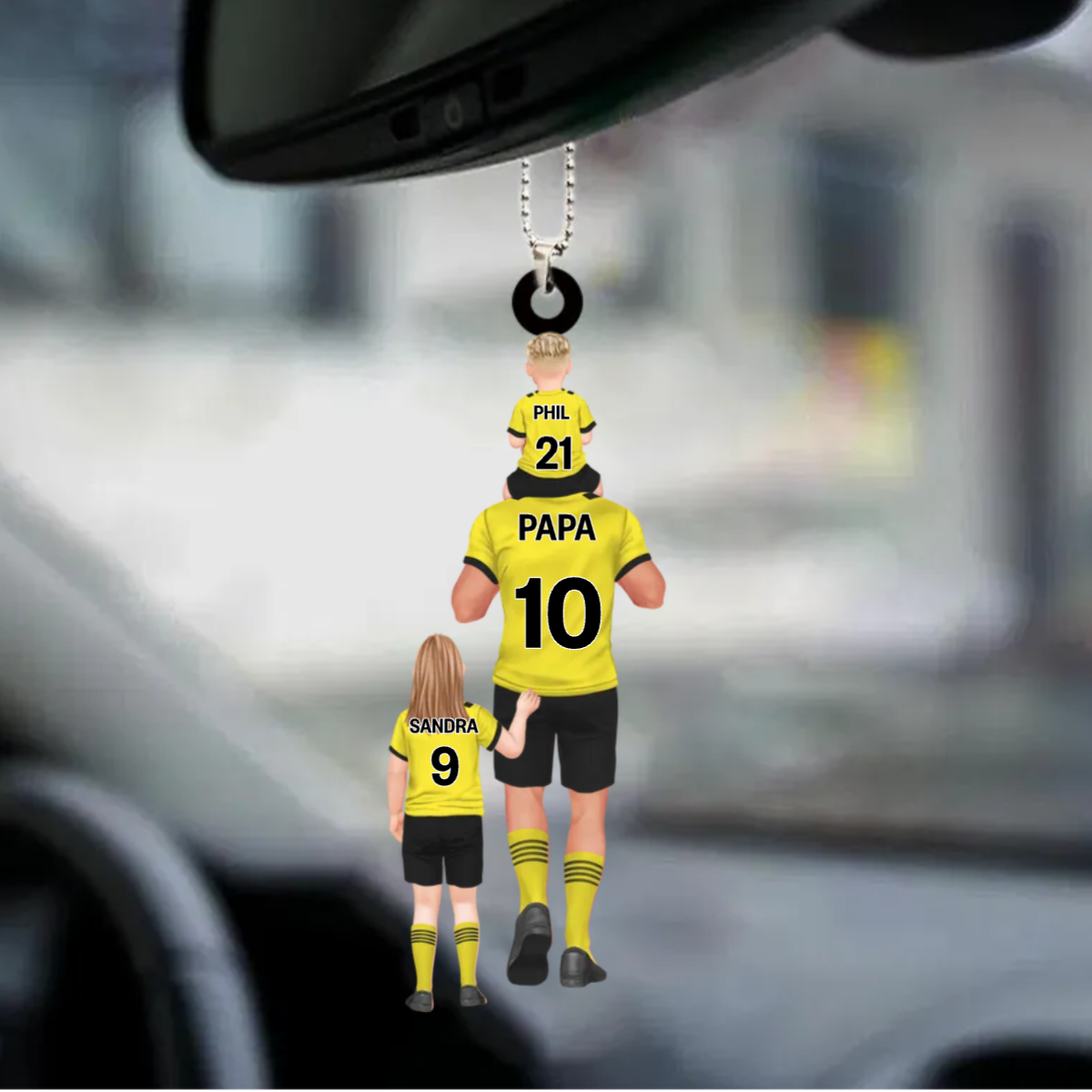 Papas Fußballmannschaft Anhänger Vater und Kinder