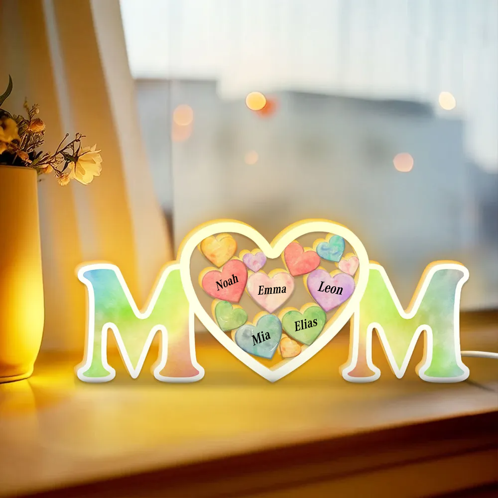 Personalisierte MOM-Lichtbox mit Namen Geschenk für Mama