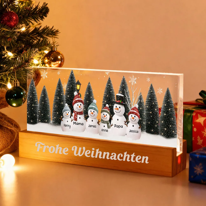 Personalisierts LED-Nachtlicht mit Schneemanfamilie Weihnachtsgeschenk für Eltern und Kinder