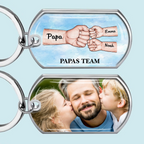 Fausstoß Foto-Edelstahl-Schlüsselanhänger mit Expoxidharz Geschenk für Papa