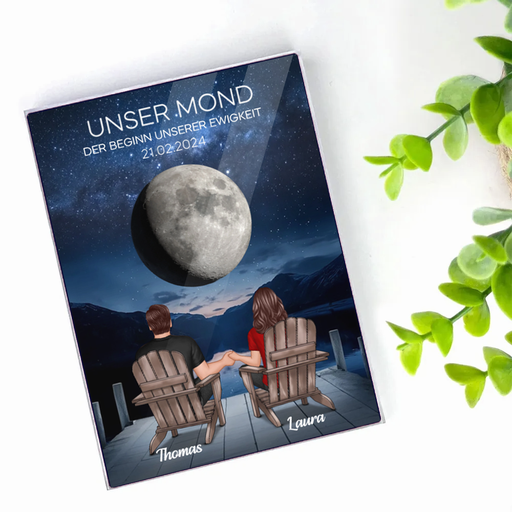 Unser Mond- Personalisierter Acrylblock mit 2 Personen und Mond Geschenk für Paar