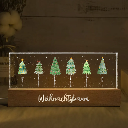 Personalisiertes LED-Nachtlicht mit Tannenbäumen und Namen Weihnachtsgeschenk für Familie