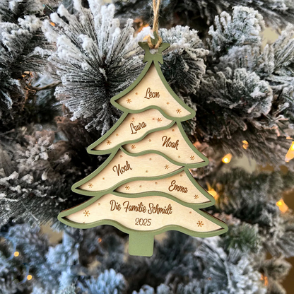 Christbaumanhänger mit Tannenbaum und Namen Personalisierter Weihnachtsanhänger