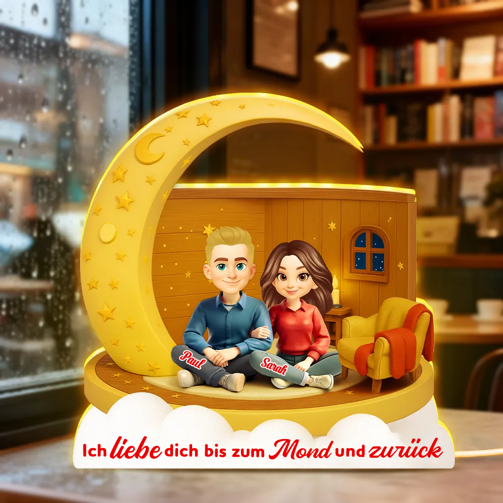 Paar unter dem Mond - Personalisierte LED-Lichtbox Geschenk für Paar