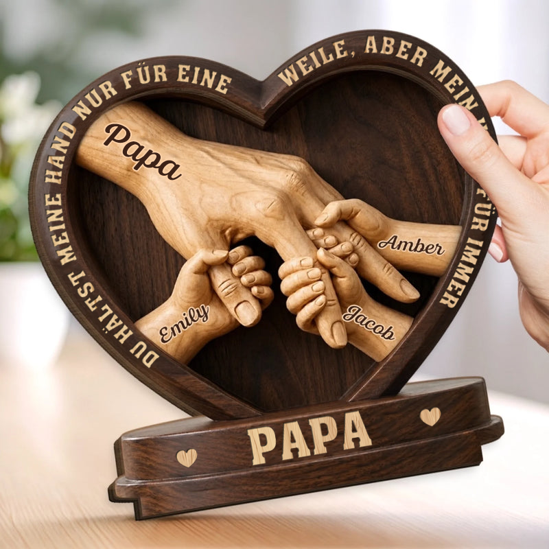 Personalisierter Holzaufsteller mit Händen Geschenk für Papa