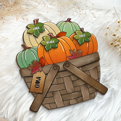 Personalisierte Holzplakette mit Kürbissen Geschenk für Oma