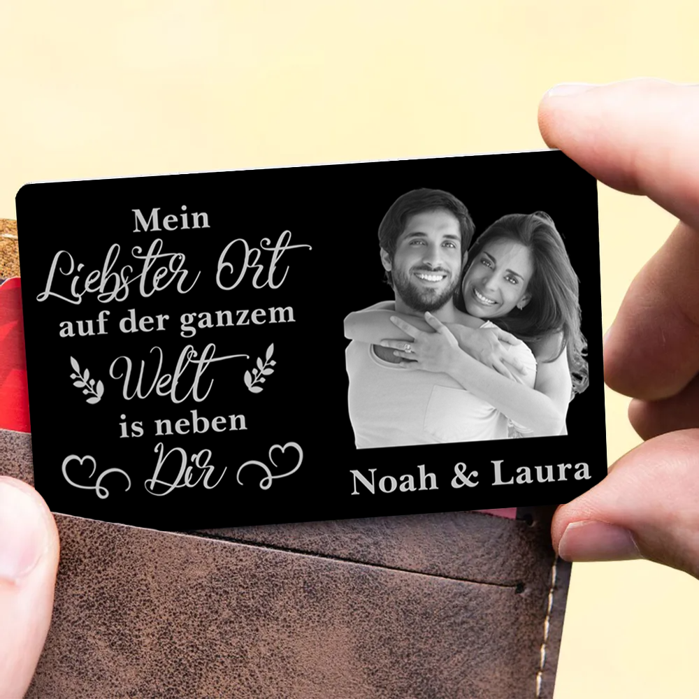 Mein Liebster Ort - Personalisierte Brieftasche-Karte mit Foto Geschenk für Paar