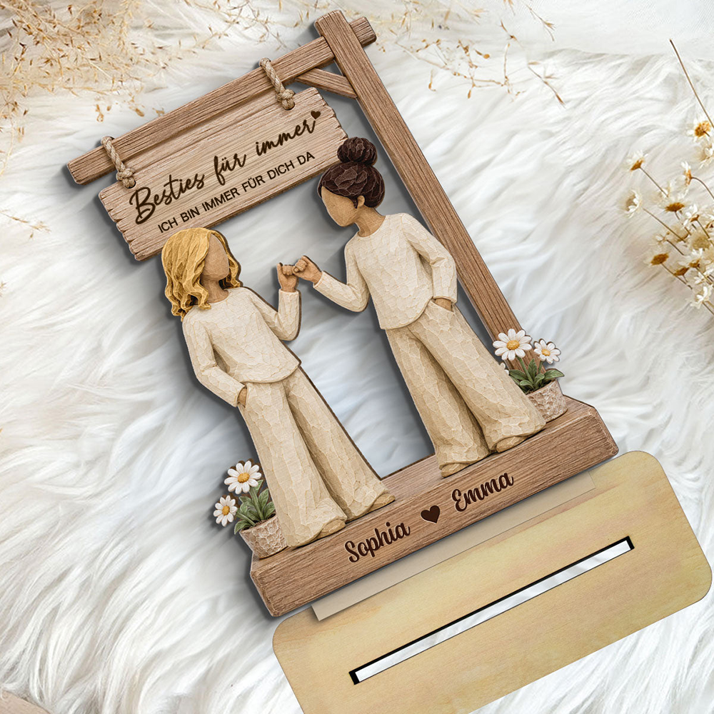 Personalisierter Holzaufsteller mit Namen & Spruch - für Besties & Schwestern