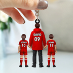 Papas Fußballteam- Personalisierter Acrylschlüsselanhänger mit Mann und Kinder