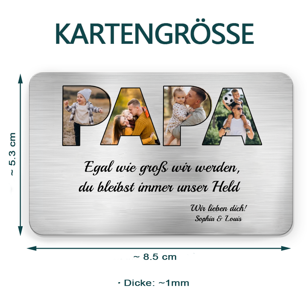 PAPA Wallet Card - Personalisierte Brieftaasche-Karte mit Fotos und Text Geschenk für Vater