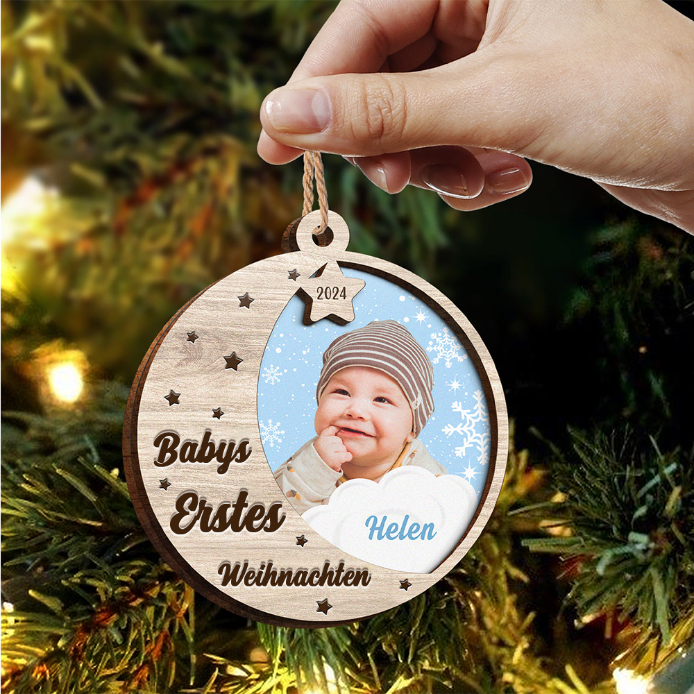 Weihnachtsschmuck aus Holz-Baby Weihnachtsanhänger mit Foto