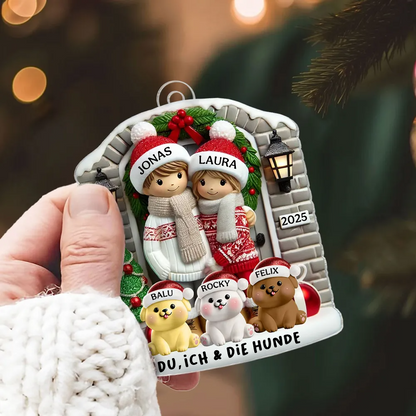 Personalisiertes Weihnachtsornament für Paar mit optionalem Haustier Hund Katze