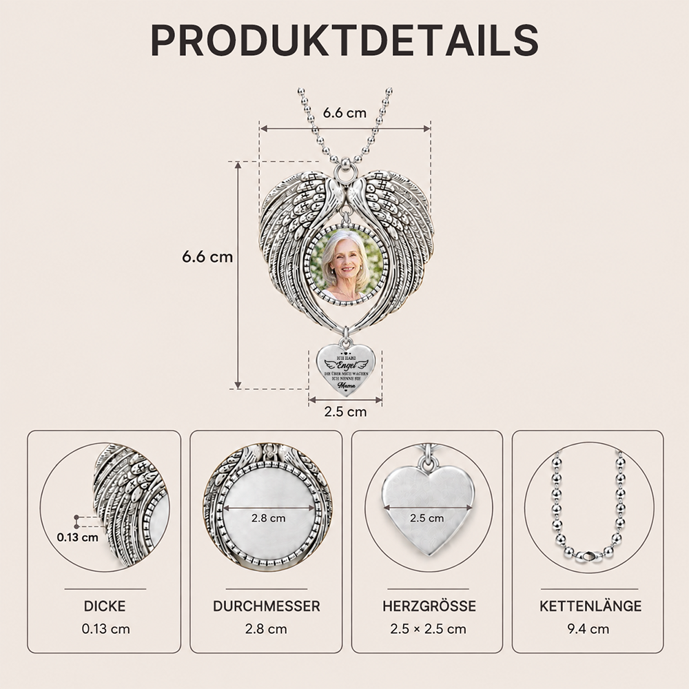 Personalisierter Engelsflügel-Anhänger mit Foto – Gedenkgeschenk „Ich habe einen Engel …“